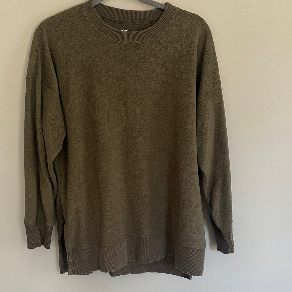 aerie Olive Green Crewneck Sweater